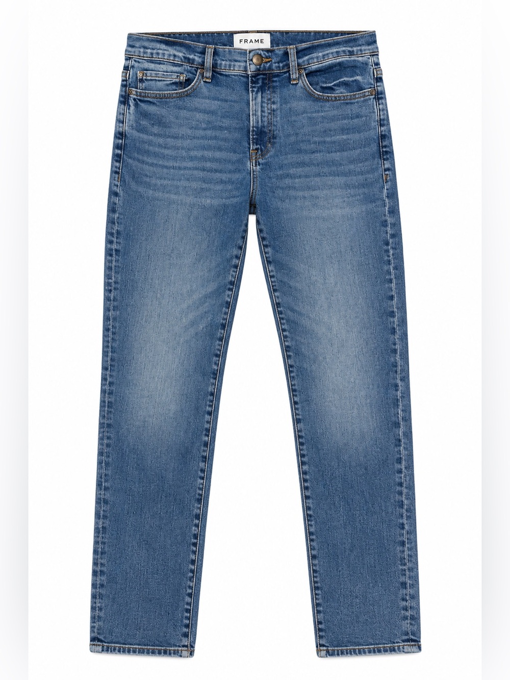 FRAME Bixby Mid Rise Crop Jeans Mid Wash Straight Leg Size 33